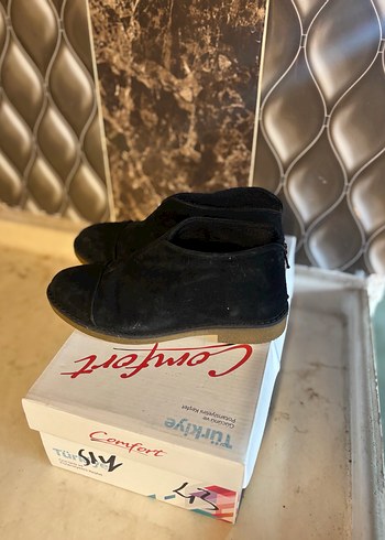 Siyah Süet Dolgu Topuklu Fermuarlı Kadın Bot - Görsel 2