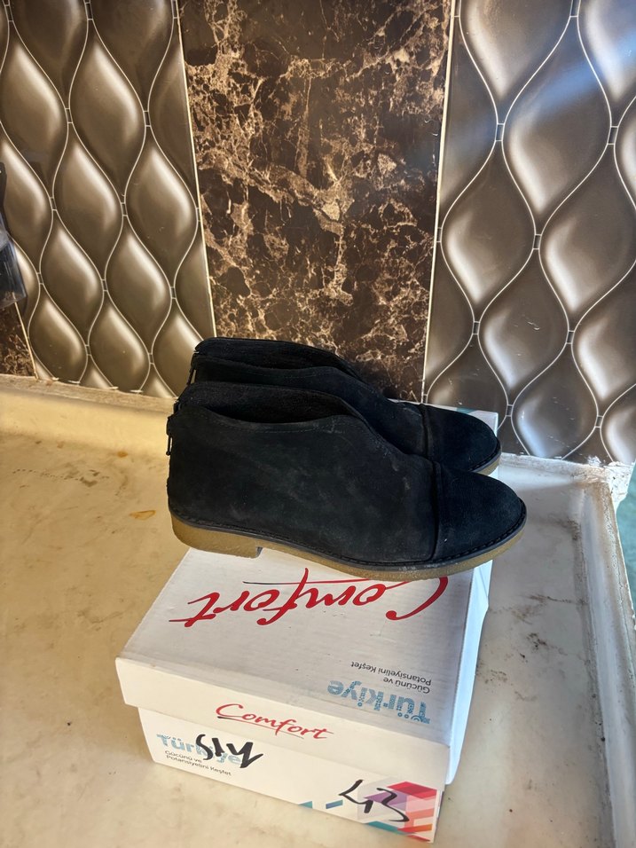 Siyah Süet Dolgu Topuklu Fermuarlı Kadın Bot - Görsel 5