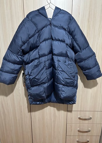 Koyu Mavi Kadın Midi Kaban - Görsel 2