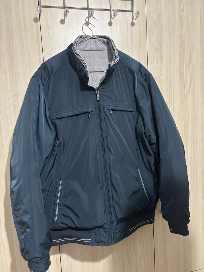 Gri Fermuarlı Erkek Mont, Rahat Kesim - Görsel 2