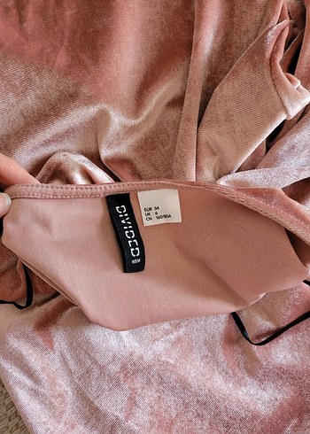 xs Beden pembe Renk H&M Divided Pembe Parlak Pilili Mini Elbise
