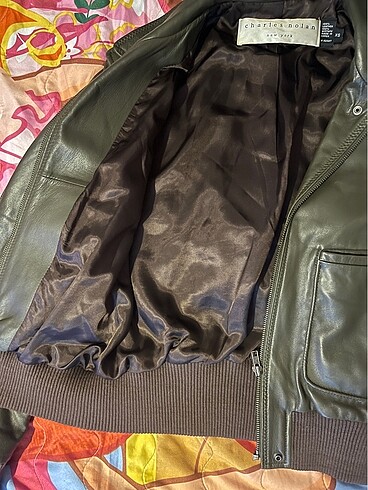 xs Beden Charles Nolan New York Deri Bomber Ceket
