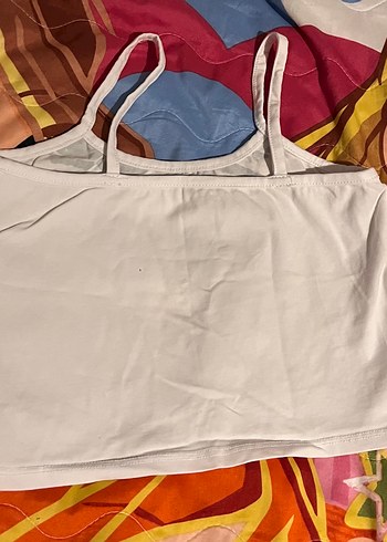 Siyah Beyaz Desenli Mini Askılı Kadın Crop - Görsel 3