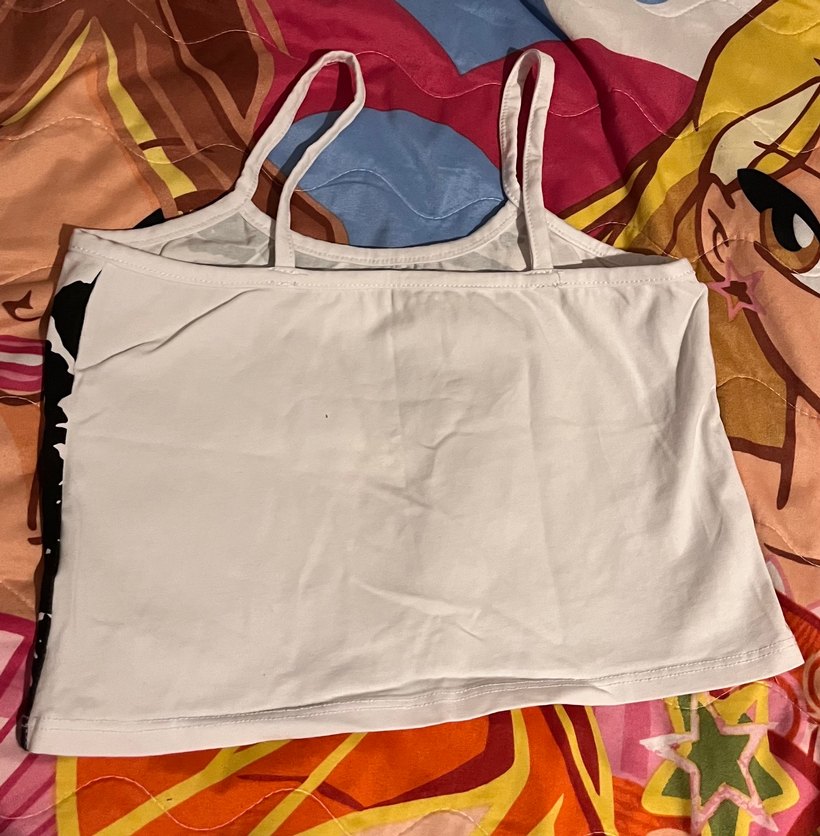 Siyah Beyaz Desenli Mini Askılı Kadın Crop - Görsel 3