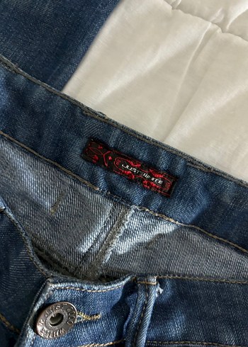 34 Beden mavi Renk Y2K vintage dusuk bel 2000ler jean