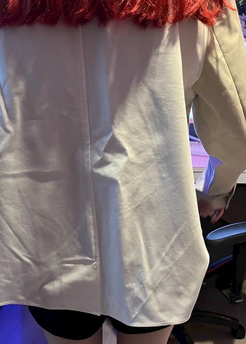 Beyaz Deri Fermuarlı Kadın Ceket - Görsel 4