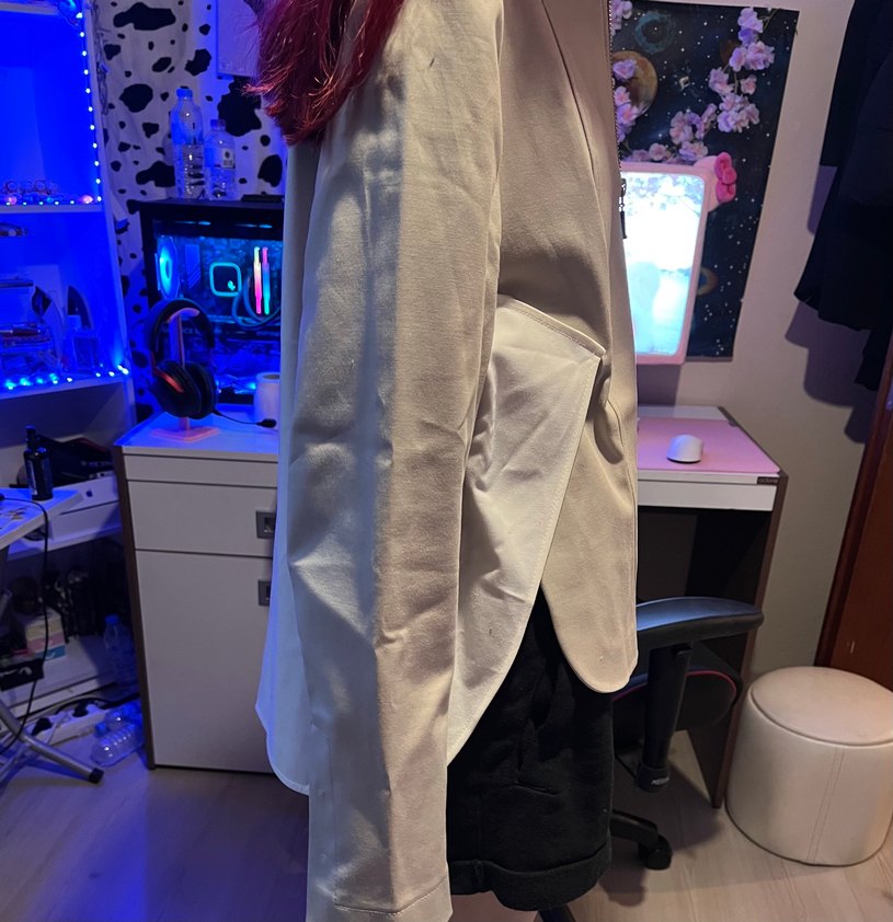 Beyaz Deri Fermuarlı Kadın Ceket - Görsel 2