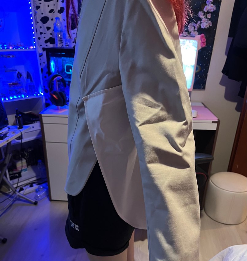 Beyaz Deri Fermuarlı Kadın Ceket - Görsel 3