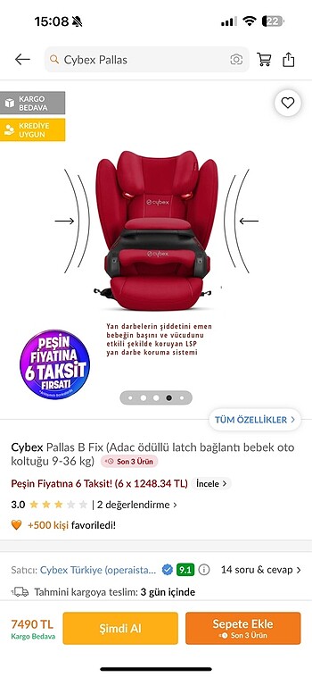 9- 36 kg Beden Cybex pallas b giz