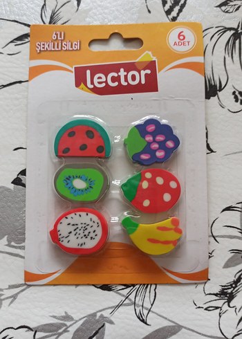 Renkli Meyve Şekilli 6'lı Silgi Seti