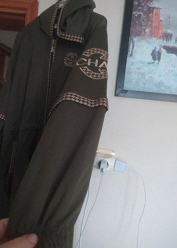 Kadın Gri Nakışlı Uzun Fermuarlı Kaban - Görsel 2