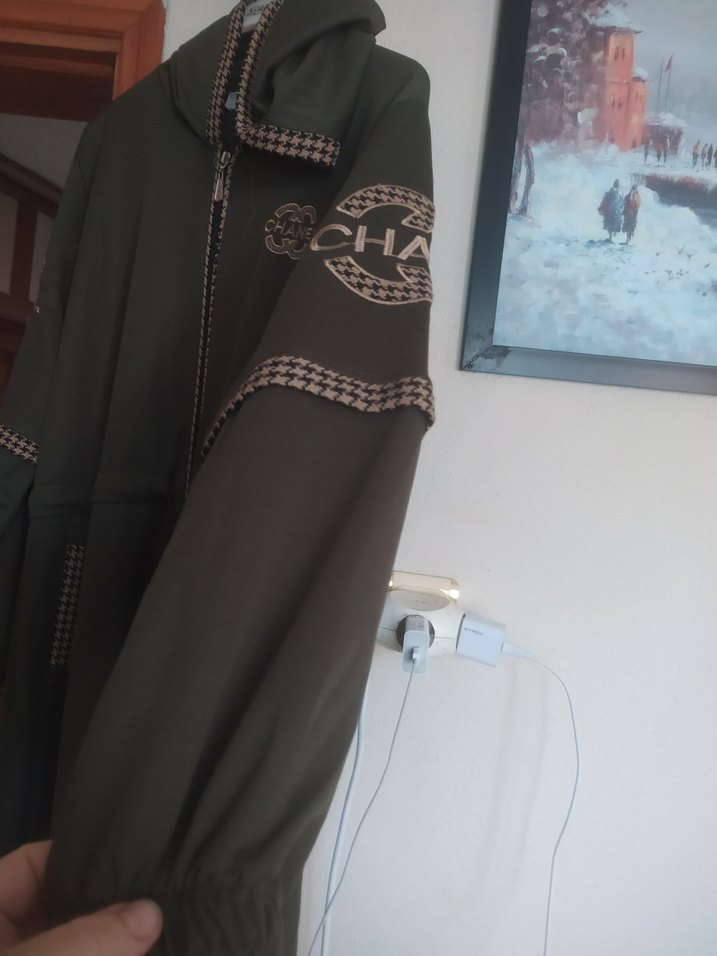 Kadın Gri Nakışlı Uzun Fermuarlı Kaban - Görsel 2