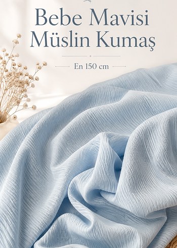 Diğer Bebe Mavisi Muslin Kumas