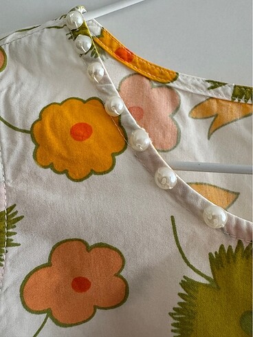 Çiçek Desenli İnci Yaka Detaylı Elbise - Görsel 6