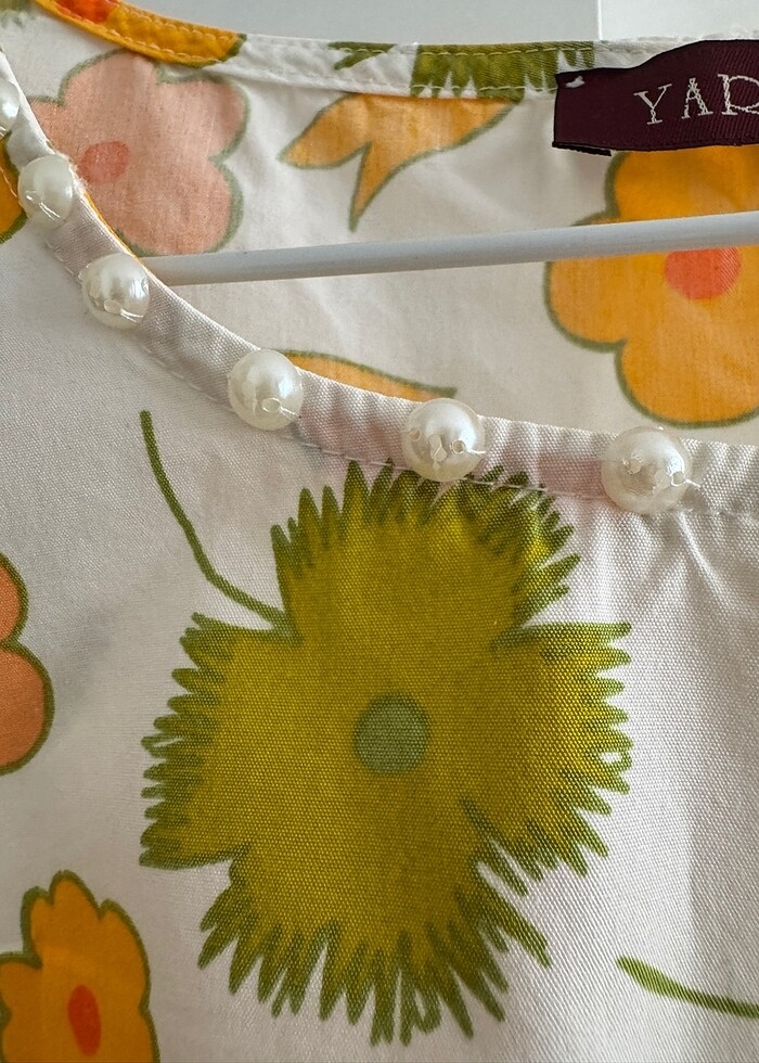 Çiçek Desenli İnci Yaka Detaylı Elbise - Görsel 5