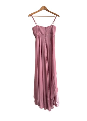 Boncuk İşlemeli Drape Detaylı Askılı Uzun Abiye Elbise