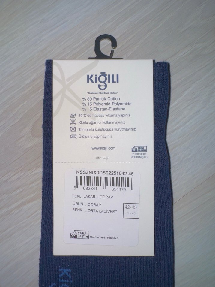 Kiğılı 42-45 Orta Lacivert Erkek Çorap - Görsel 3