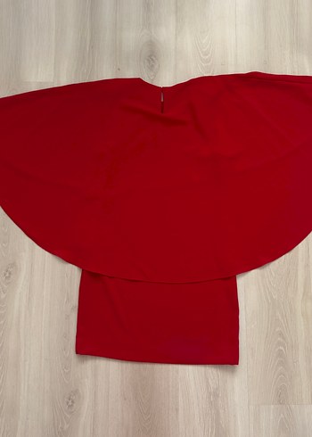 Zara Kısa Kırmızı Pelerin Elbise - Görsel 6