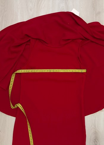 Zara Kısa Kırmızı Pelerin Elbise - Görsel 11