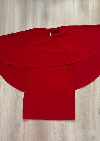 Zara Kısa Kırmızı Pelerin Elbise - Görsel 5