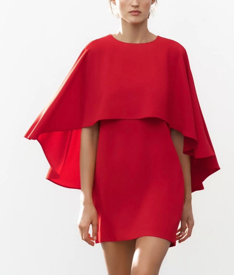 Kırmızı Pelerin Kısa Zara  Elbise - Görsel 5