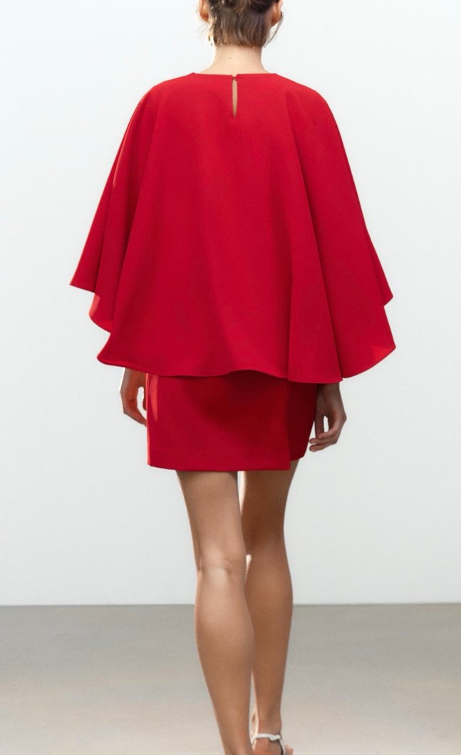 Kırmızı Pelerin Kısa Zara  Elbise - Görsel 2