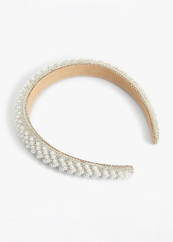 İnci ve Taş Detaylı Beyaz Taç - Görsel 2