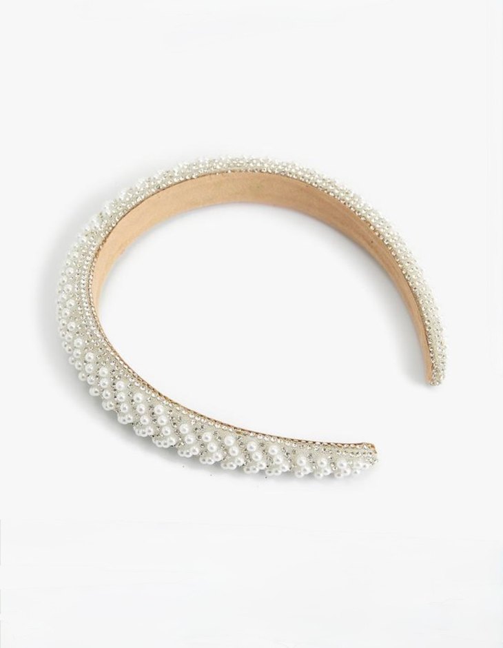 İnci ve Taş Detaylı Beyaz Taç - Görsel 2