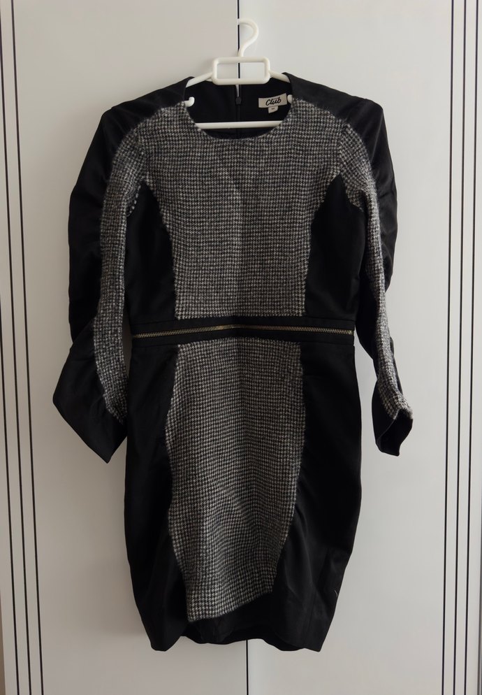 Yün Karışımlı Kazayağı Desenli Elbise - Görsel 2