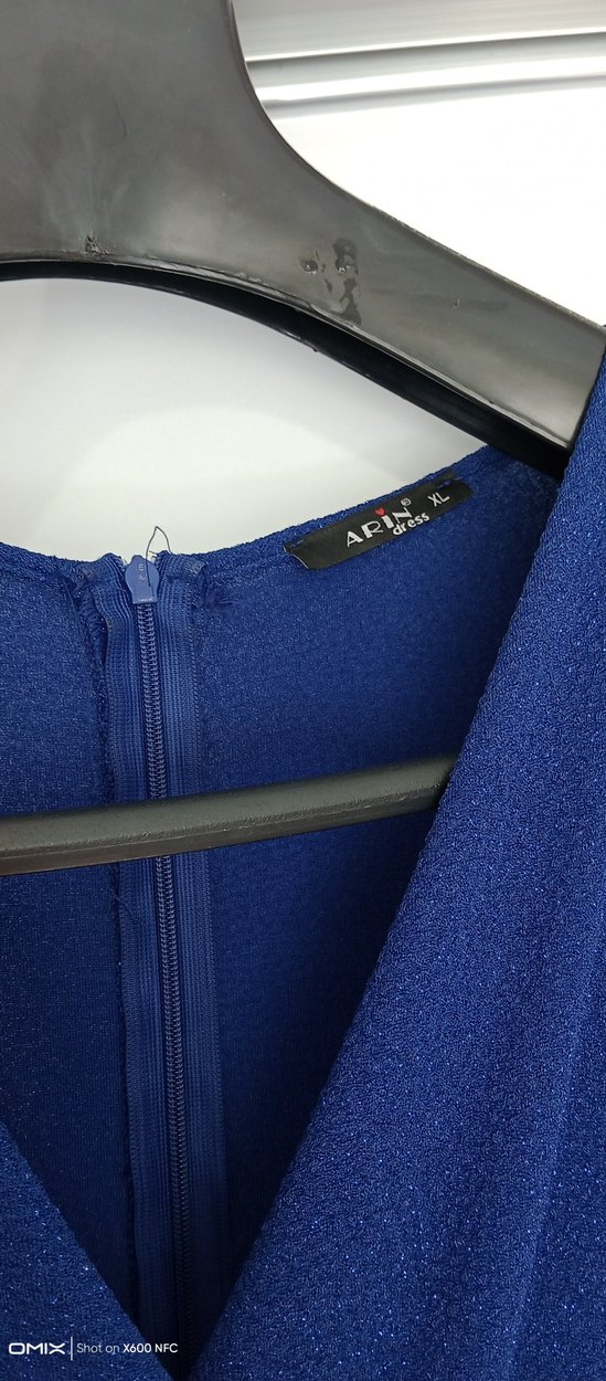 Mavi Uzun Kollu Drapeli Kadın Tulum - Görsel 4