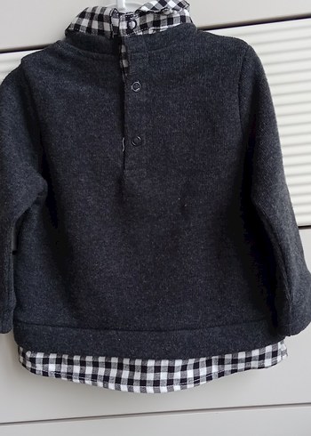 Gri kız cocuk uzun kollu gömlek - Görsel 3