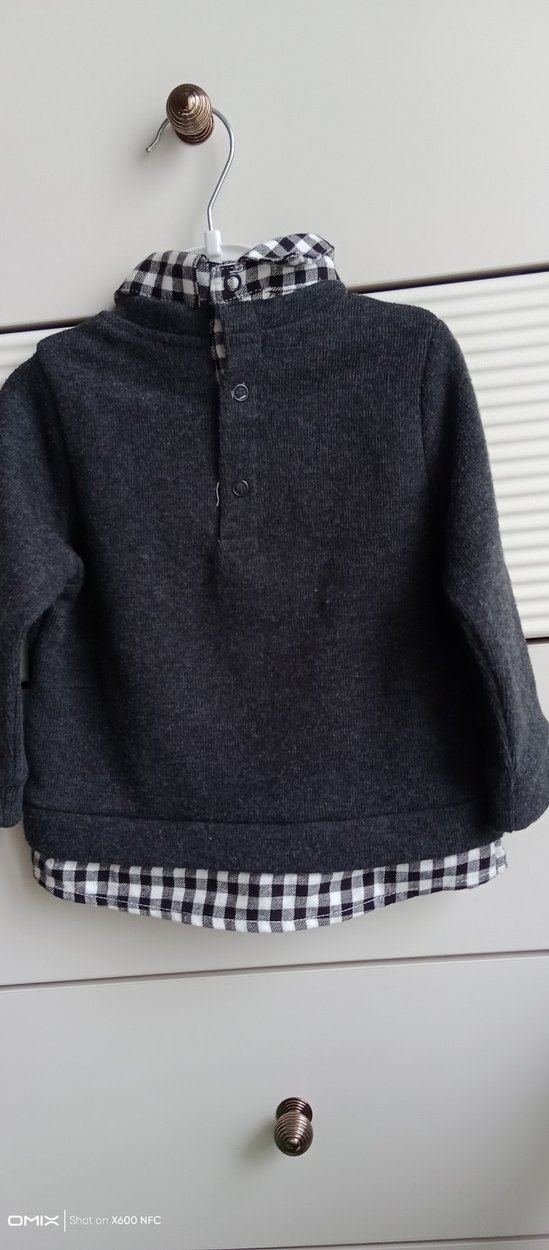 Gri kız cocuk uzun kollu gömlek - Görsel 3