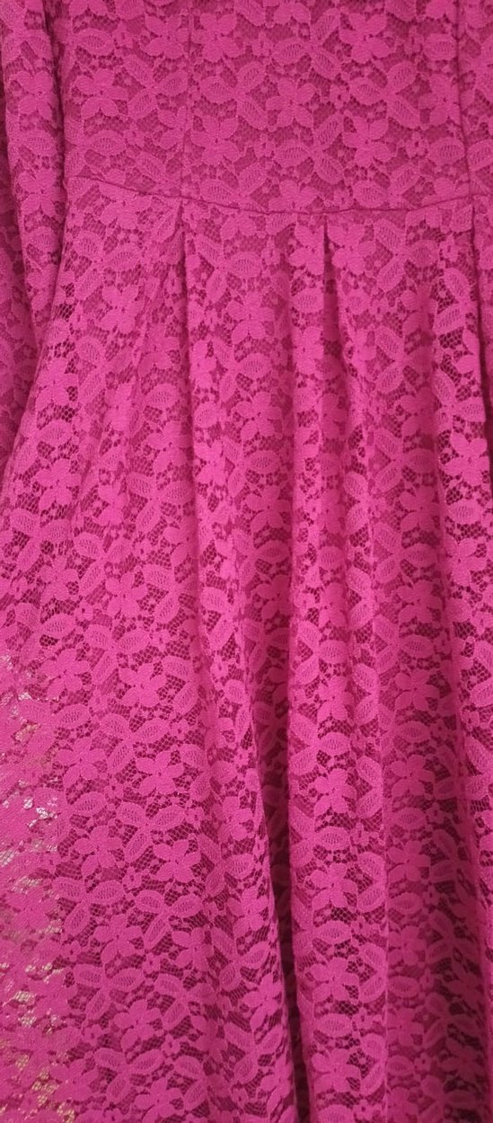 Bordo Dantel Detaylı Uzun Kadın Elbise - Görsel 2