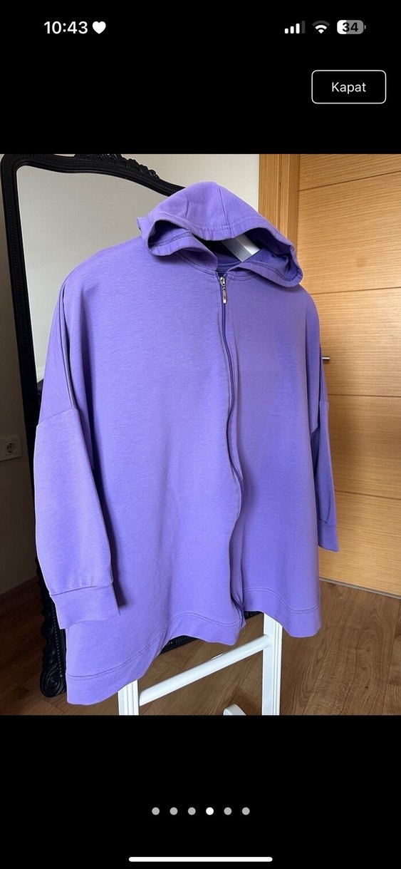 Mor Midi Hamile Kapüşonlu Ceket Takım - Görsel 4