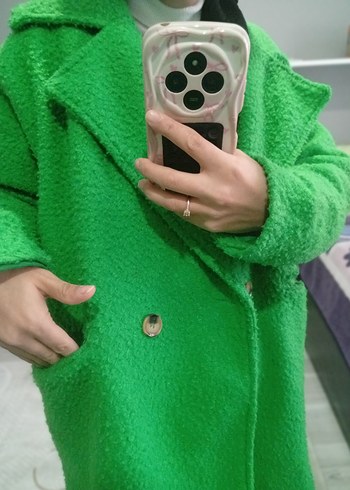 Düğmeli Yeşil Midi Kadın Kaban - Görsel 6