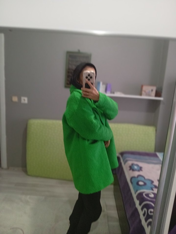 Düğmeli Yeşil Midi Kadın Kaban - Görsel 4