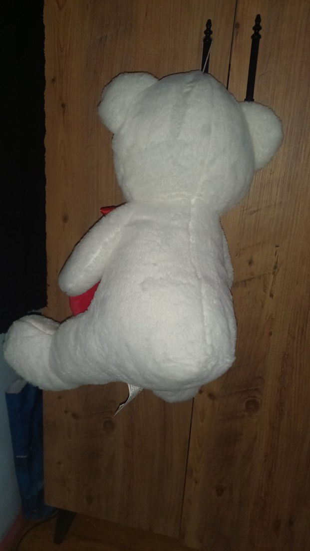 Kırmızı Kalp Detaylı Beyaz Peluş Ayıcık - Görsel 3