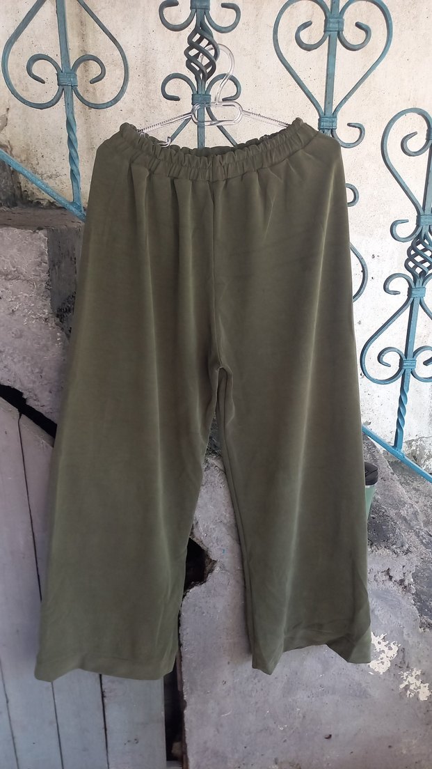 Salaş Kesim Haki Rahat Kumaş Pantolon - Görsel 2