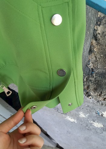 Yeşil Fermuarlı Rahat Kesim ceketli takım - Görsel 3