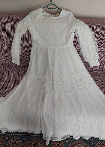 Beyaz Fermuarlı elbise - Görsel 5