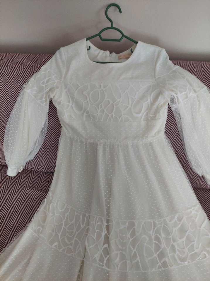 Beyaz Fermuarlı elbise - Görsel 4