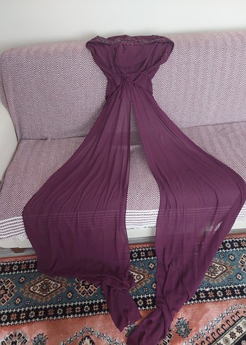 Mor Pul Detaylı Kadın Şapkalı   pelerin  abiye - Görsel 2