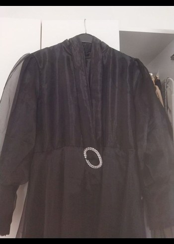m Beden Siyah, Kemerli, Uzun Kollu Gotik Elbise