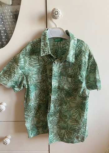 BENETTON Erkek Çocuk Yeşil Kısa Kollu Gömlek