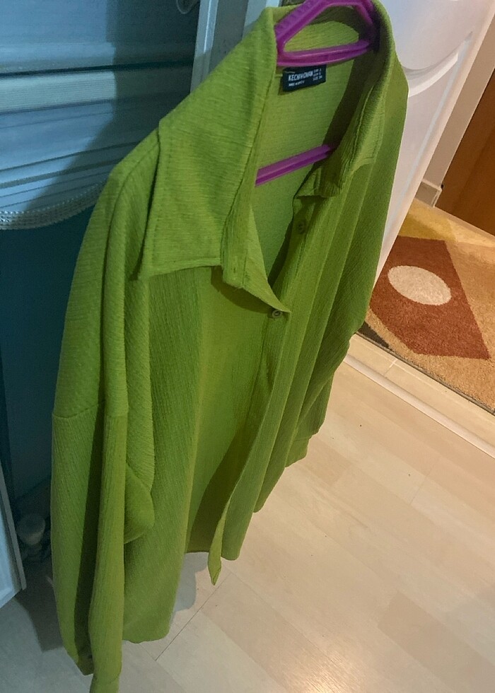 Fıstık yeşili tunik gömlek yumuşak soft - Görsel 2