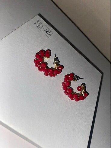 Bordo taşlı küpe - Görsel 2