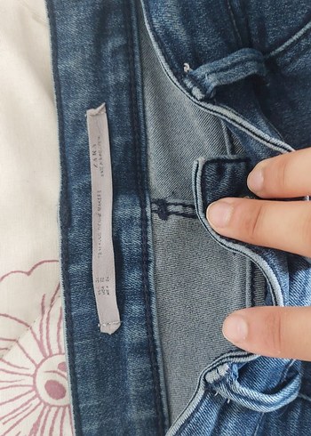 34 Beden Kadın Mavi Denim zara pantolon yirtmacli