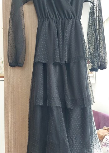 Trendyol & Milla Uzun Siyah Gotik Drape Detaylı Elbise