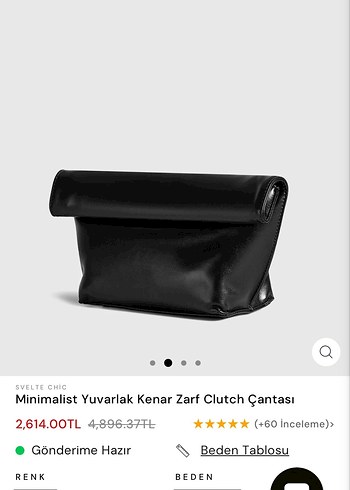 Minimalist Siyah Deri Clutch Çanta