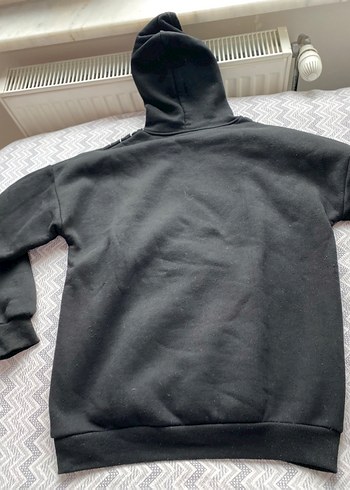 Fermuarlı Kapişonlu Siyah Sweatshirt - Görsel 2